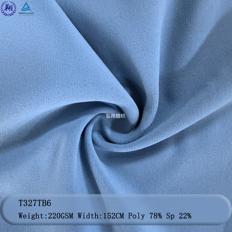 T327TB6 Absorption Heat Storage Fabric 220GSM 78% Polyester 22% Spandex for T-shirt Swimwear Fabric