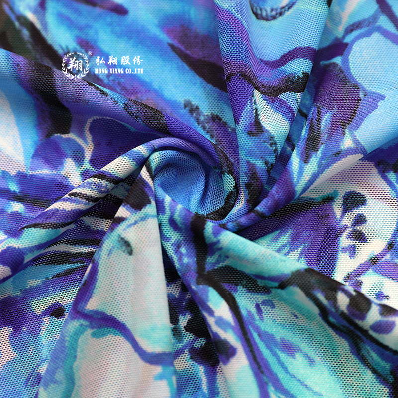 N045PB2-B Nylon spandex semi-gloss stretch mesh printed swimsuit fabric