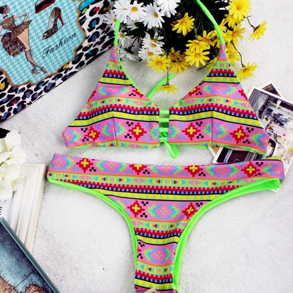 Assorted Native Print Halter Swim Outfit best Assorted Native Print Halter Swim Outfit best