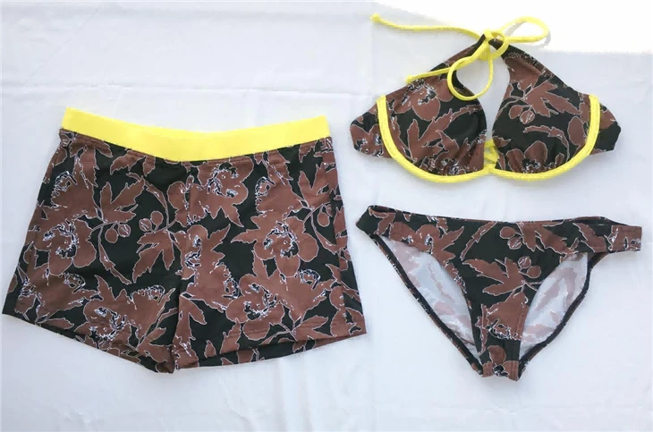 Contrast Trim Floral 3 Piece Swimwear Set