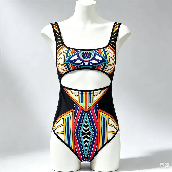 Ethnic Graphic Cutout One‑Piece Swimsuit suppliers Ethnic Graphic Cutout One‑Piece Swimsuit suppliers