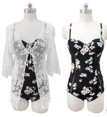 Floral One‑Piece Swimsuit With Lace Cover‑Up