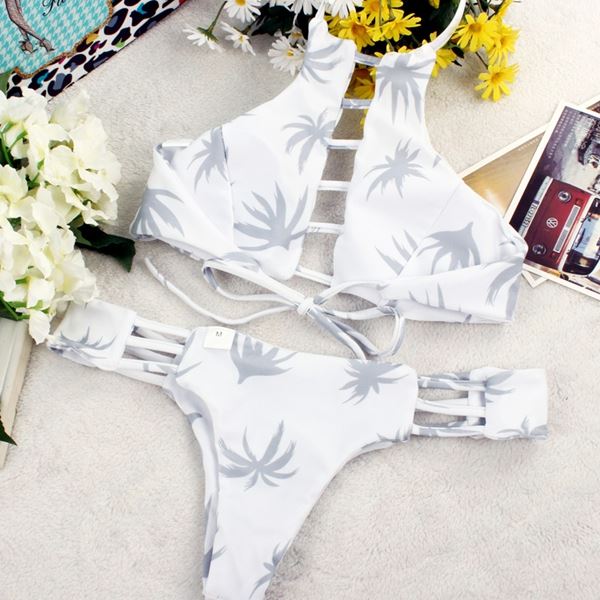 Lad‑Up Side Cutout Halter Bikini Two‑Piece Set