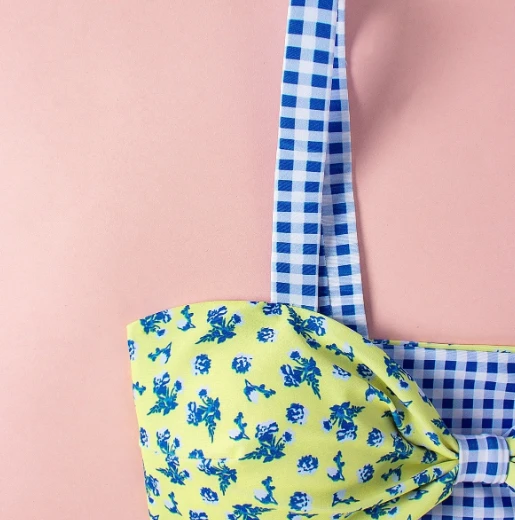 Mismatched Floral Gingham Bikini Set suppliers