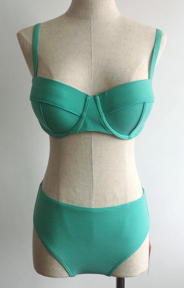 Ribbed Underwire High Waist Bikini Set
