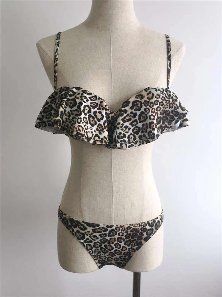 Ruffle Leopard Print Bikini Set
