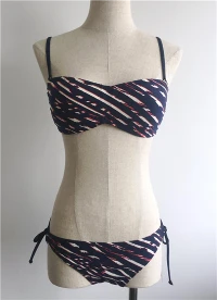 Diagonal Stripe Side Tie Bikini Suit