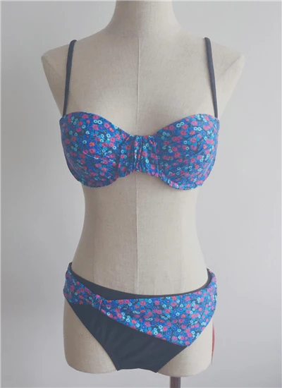 Ditsy Floral Bandeau High Waist Bikini Set