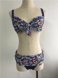 Floral Print Ruffle Bow Front Bikini Set