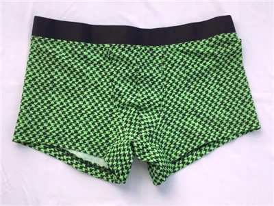 Green Houndstooth Print Men Board Swim Shorts