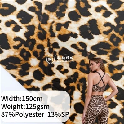 Leopard Print Polyester Spandex Semi-dull Fabric
