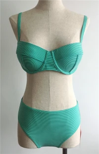 Ribbed Underwire High Waist Bikini Set