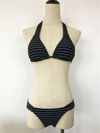 Striped Halter Triangle Bikini Set
