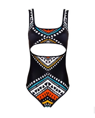 Tribal Print Cutout One‑Piece Swimsuit