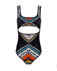 Tribal Print Cutout One‑Piece Swimsuit