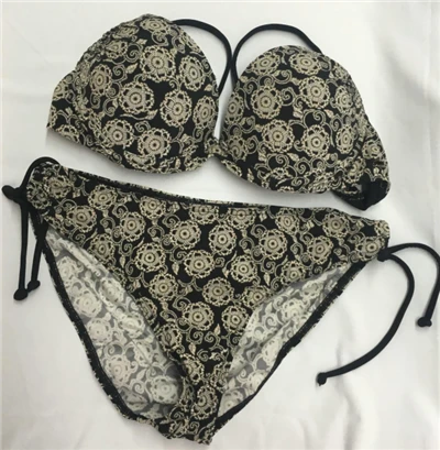 Vintage Floral Push‑Up Side Tie Bikini