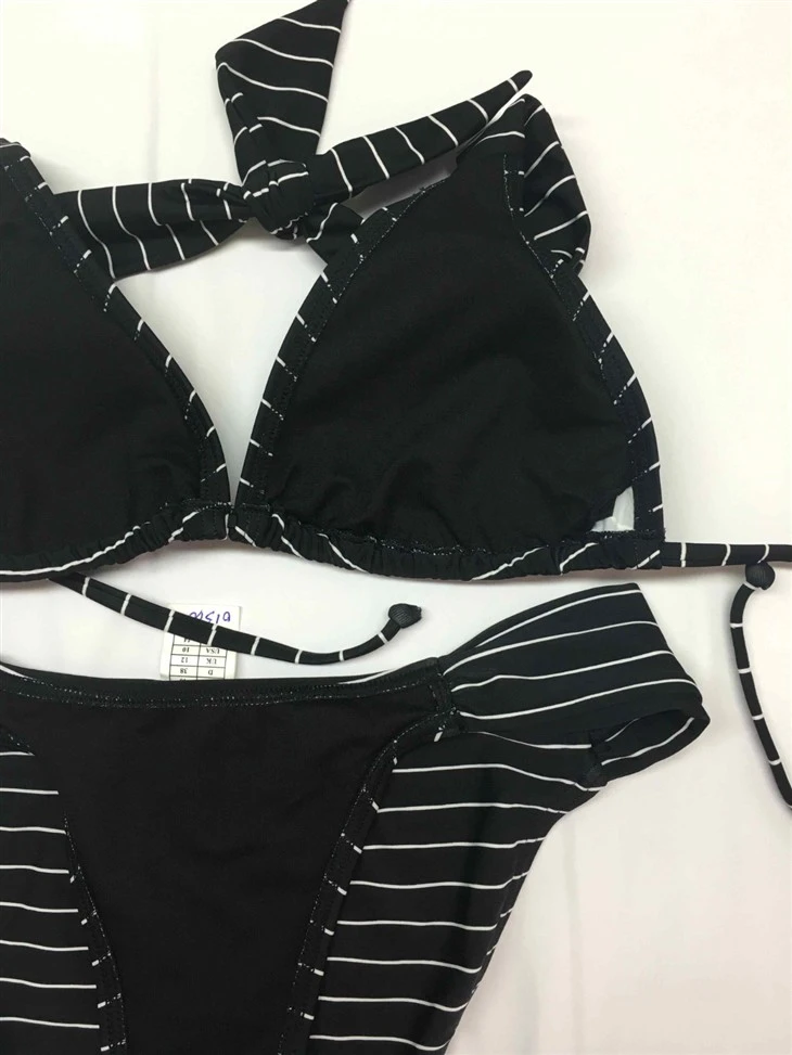 Striped Halter Triangle Bikini Set best Striped Halter Triangle Bikini Set best