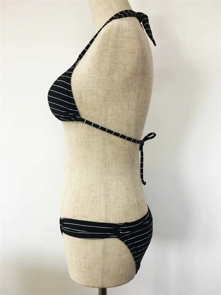 Striped Halter Triangle Bikini Set factory Striped Halter Triangle Bikini Set factory