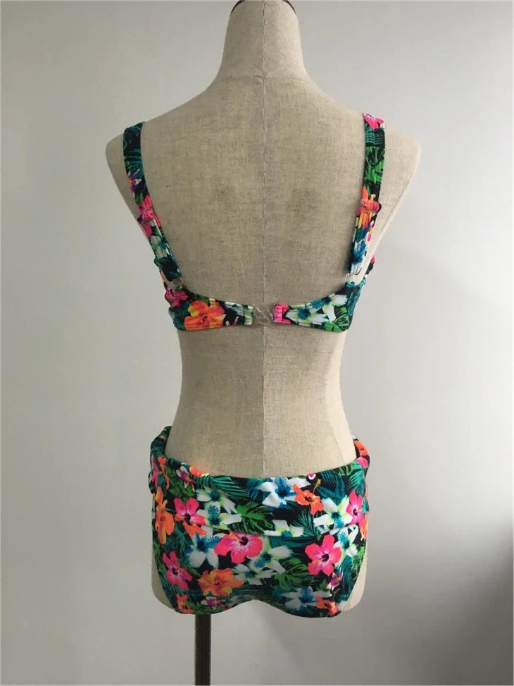 Tropical Floral Underwire High Waist Bikini Set factory