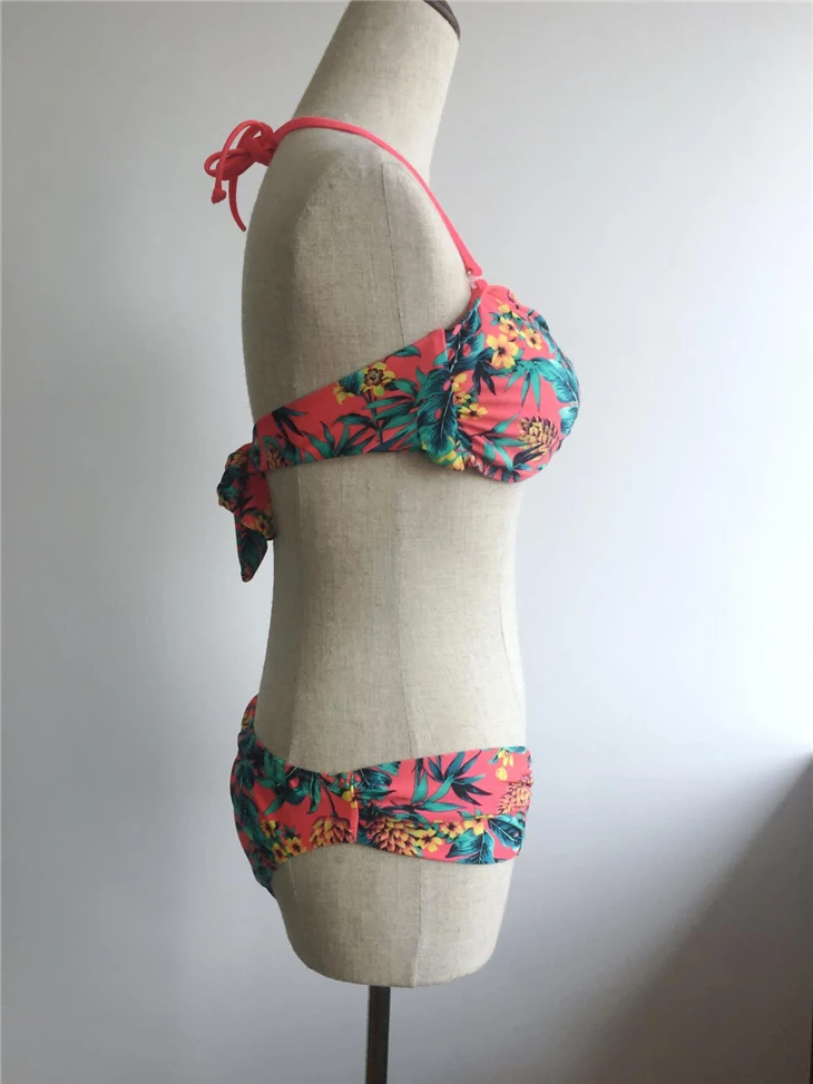 V-Trim Halter Tropical Print Bikini Set suppliers