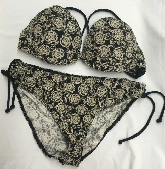 Vintage Floral Push‑Up Side Tie Bikini