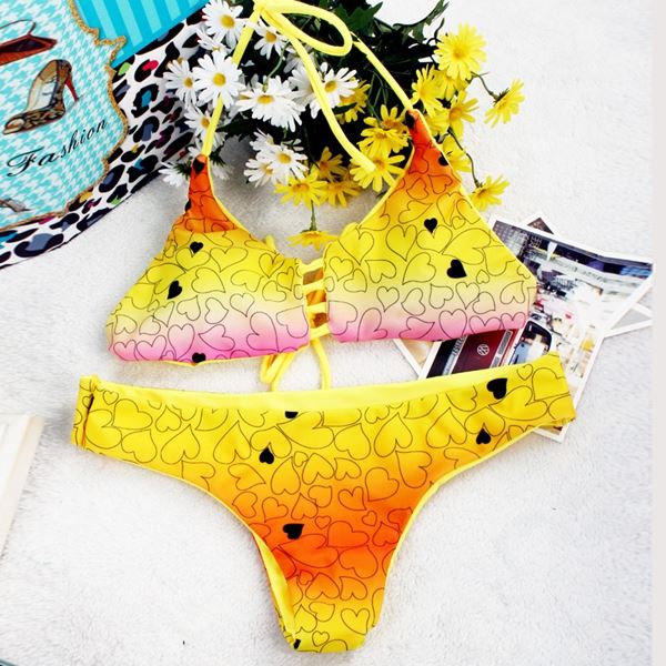 Women Multi‑Print Halter Cut‑Out Bikini Set