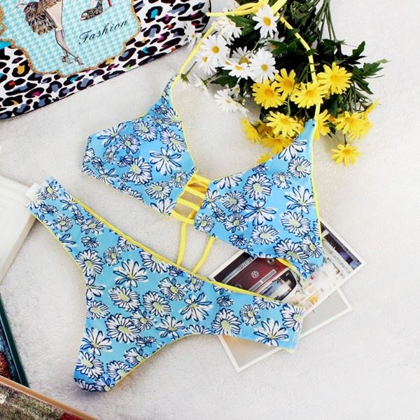 Women Multi‑Print Halter Cut‑Out Bikini Set best