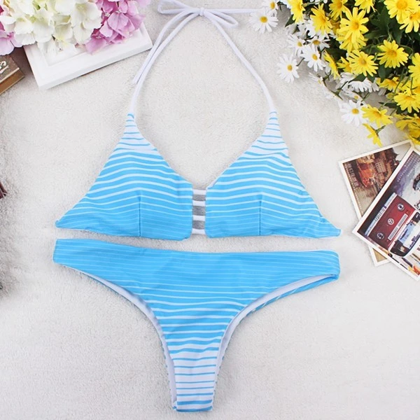 Women Multi‑Print Halter Cut‑Out Bikini Set factory